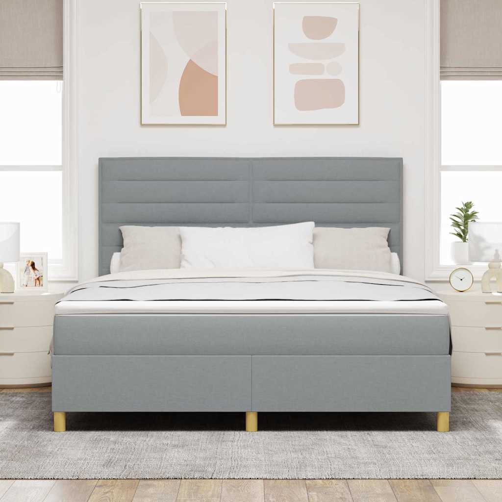 vidaXL Łóżko sprężynowe z materacem Jasnoszary 180 x 200 cm tkanina