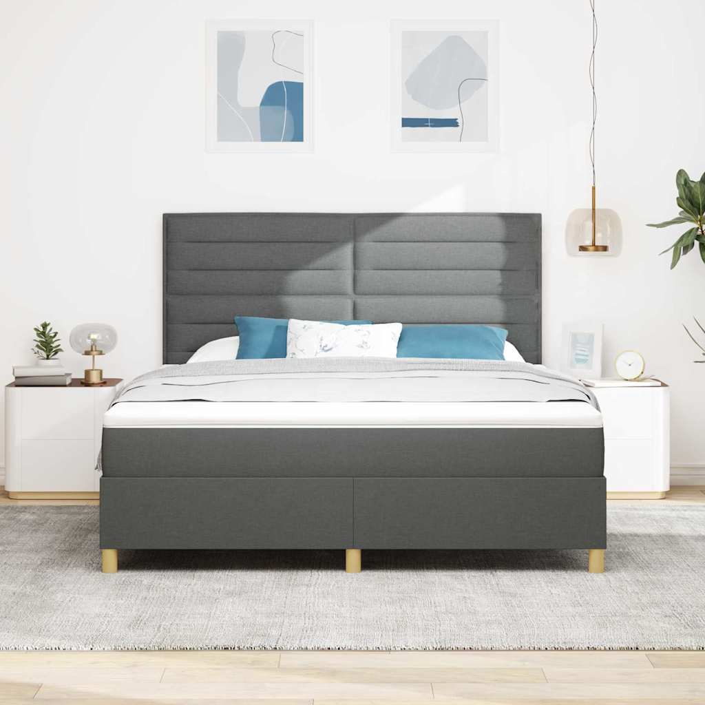 vidaXL Łóżko sprężynowe z materacem Ciemnoszary 180 x 200 cm tkanina