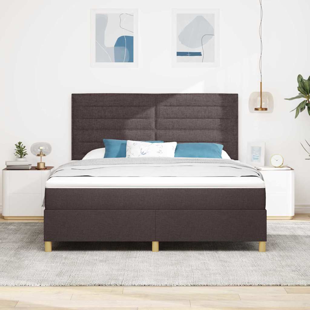 vidaXL Łóżko sprężynowe z materacem Ciemny brąz 180 x 200 cm tkanina