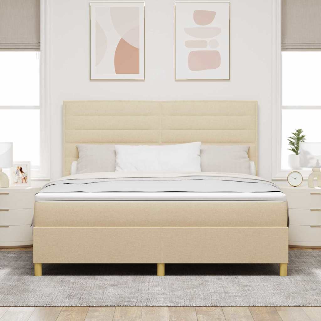 vidaXL Łóżko sprężynowe z materacem Kremowy 180 x 200 cm tkanina
