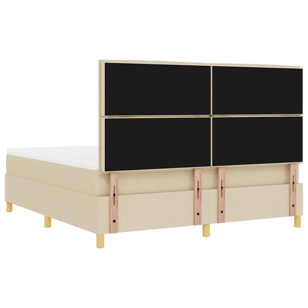vidaXL Łóżko sprężynowe z materacem Kremowy 180 x 200 cm tkanina