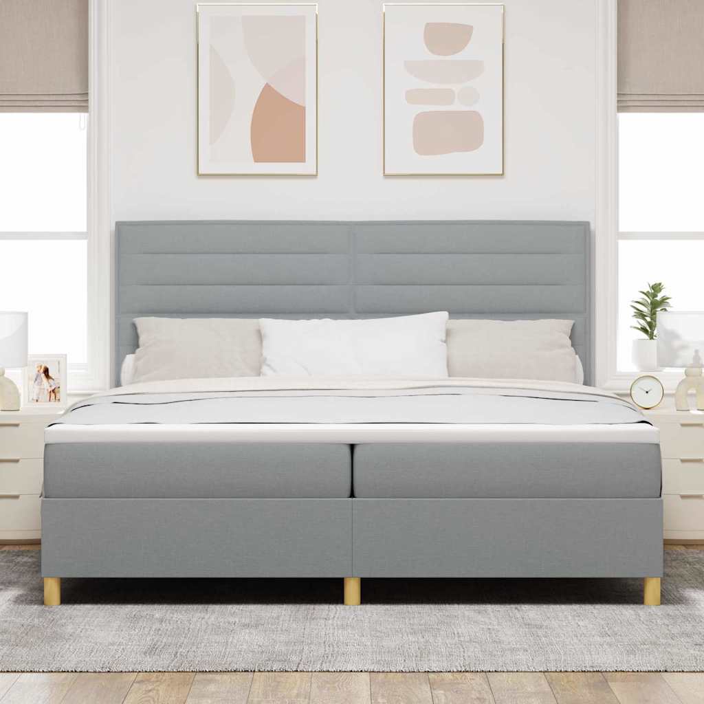 vidaXL Łóżko sprężynowe z materacem Jasnoszary 200 x 200 cm tkanina