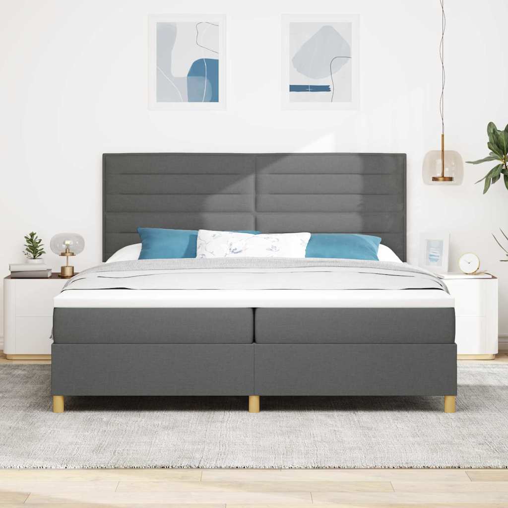 vidaXL Łóżko sprężynowe z materacem Ciemnoszary 200 x 200 cm tkanina