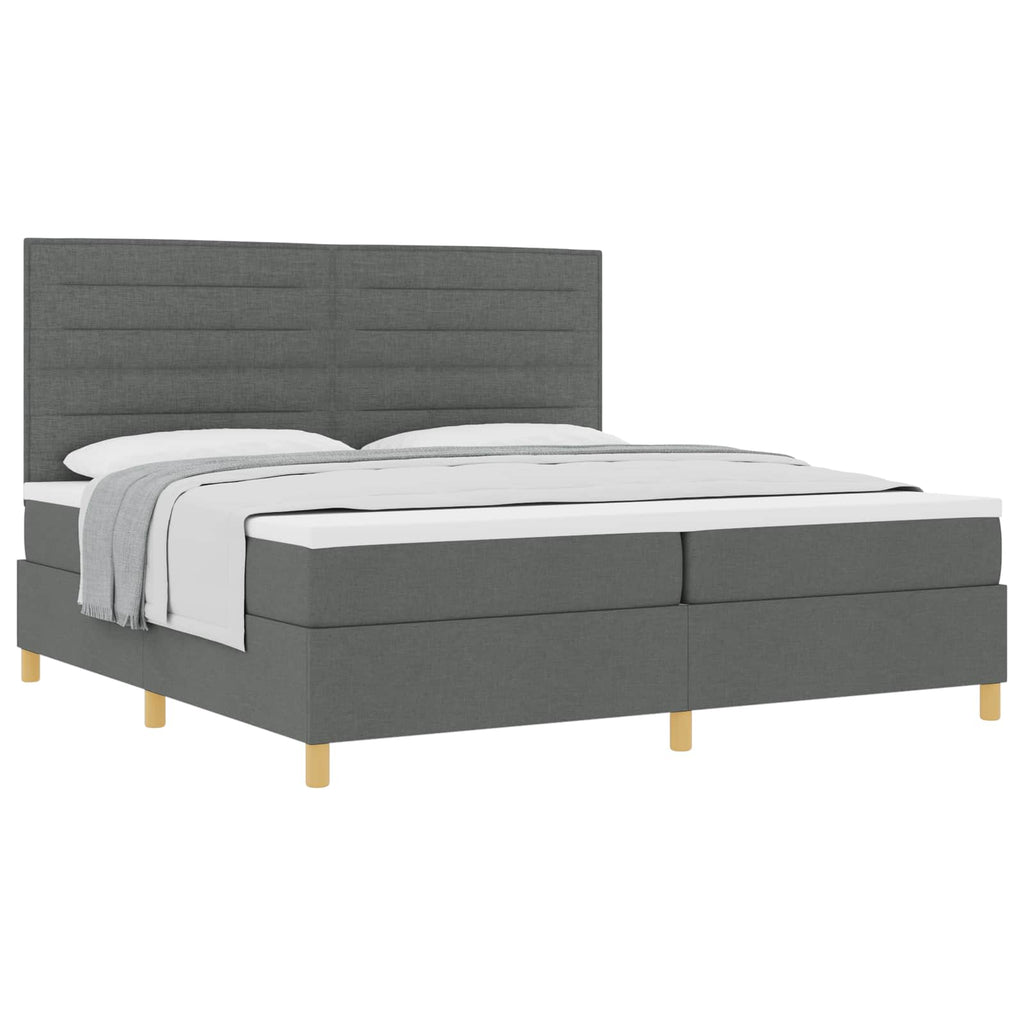 vidaXL Łóżko sprężynowe z materacem Ciemnoszary 200 x 200 cm tkanina