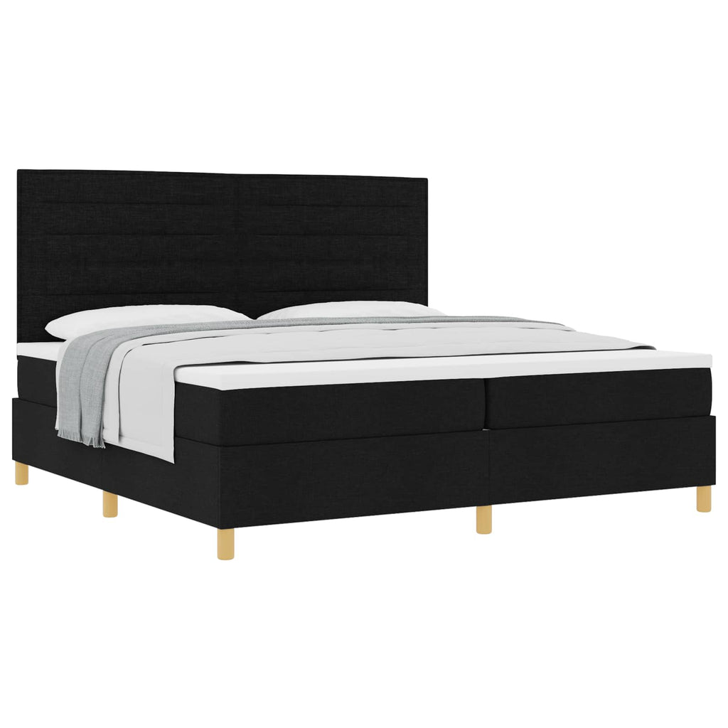 vidaXL Łóżko sprężynowe z materacem Czarny 200 x 200 cm tkanina