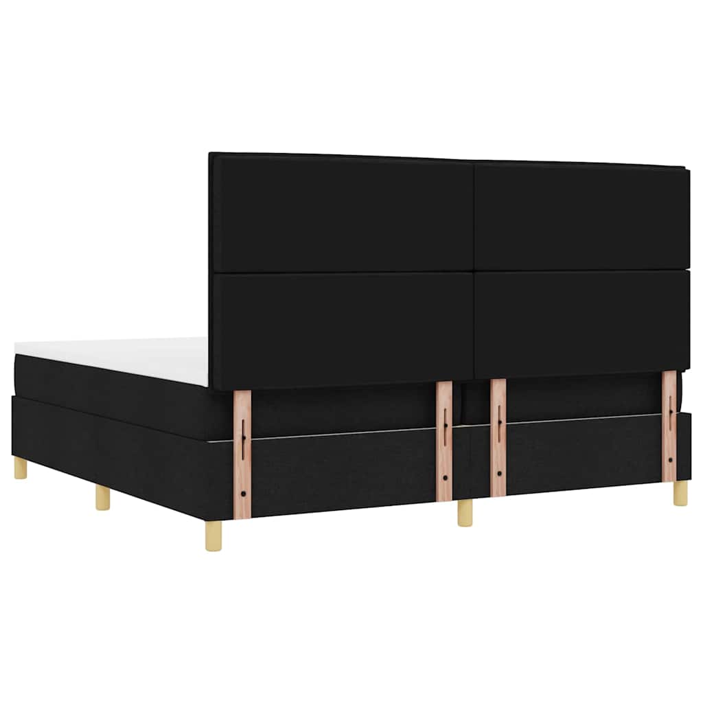 vidaXL Łóżko sprężynowe Z zagłówkiem Czarny 200 x 200 cm tkanina