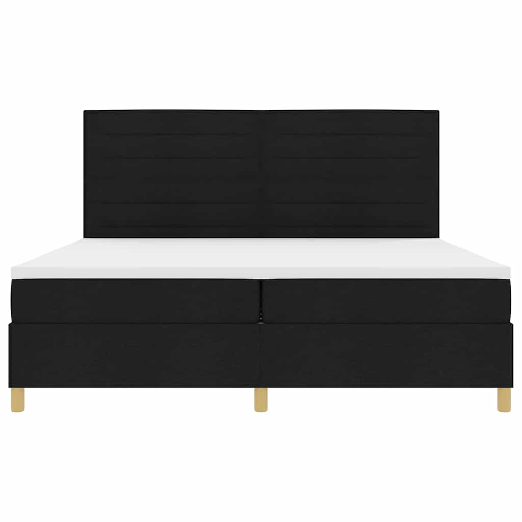 vidaXL Łóżko sprężynowe Z zagłówkiem Czarny 200 x 200 cm tkanina