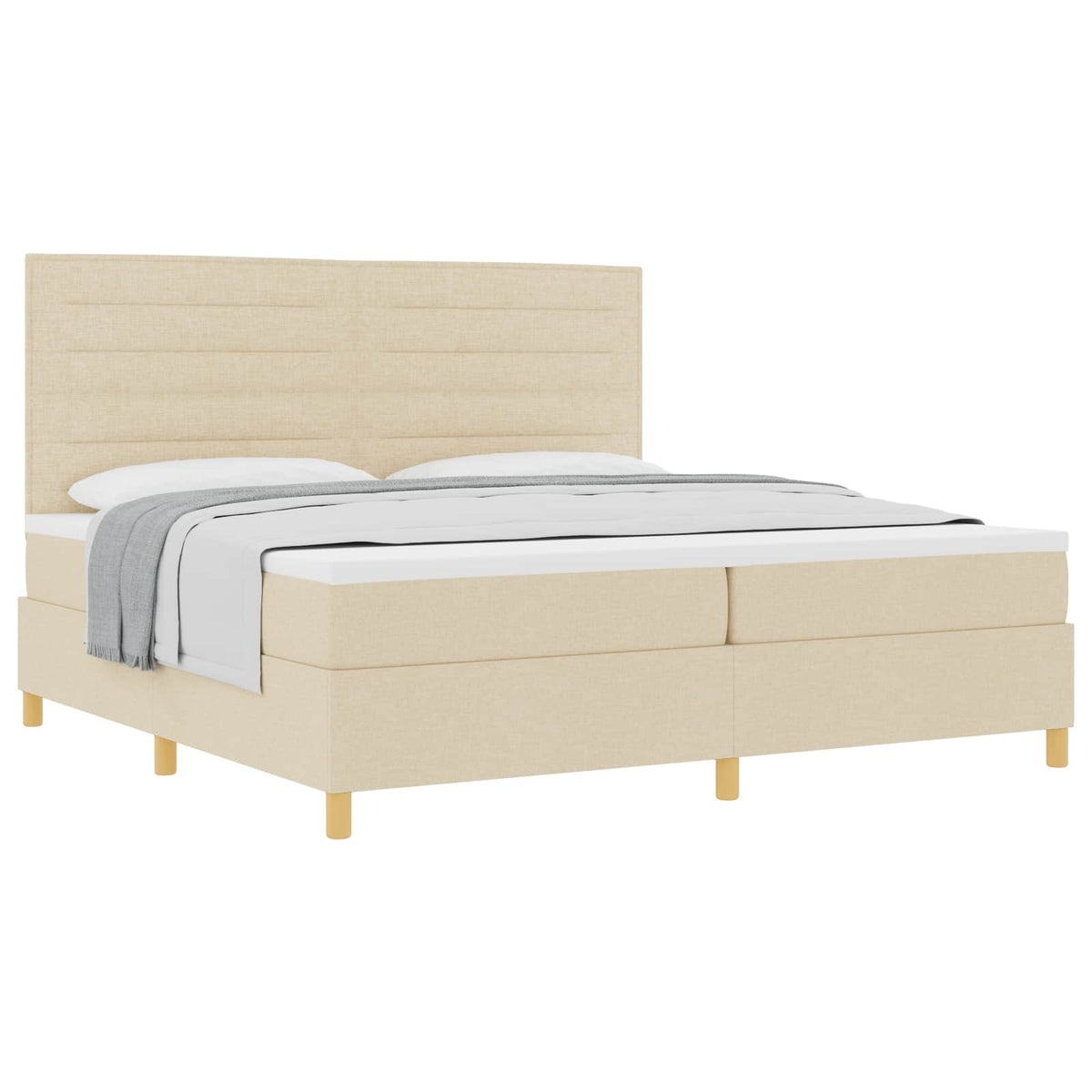 vidaXL Łóżko sprężynowe z materacem Kremowy 200 x 200 cm tkanina