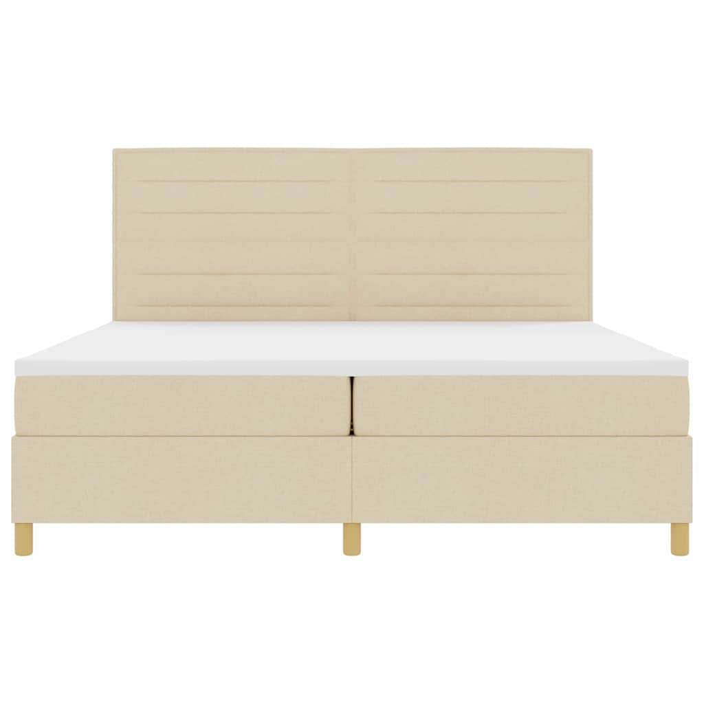 vidaXL Łóżko sprężynowe z materacem Kremowy 200 x 200 cm tkanina