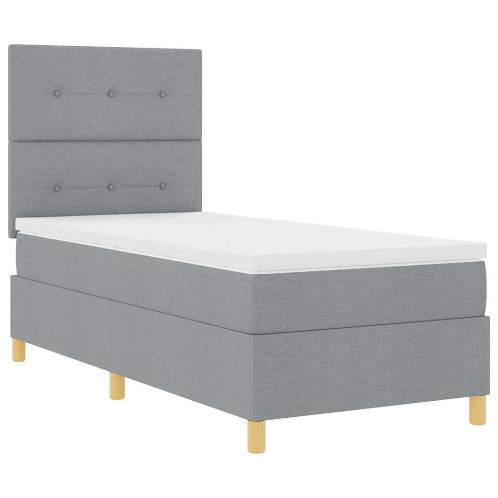 vidaXL Łóżko sprężynowe Z zagłówkiem Jasnoszary 100 x 200 cm tkanina