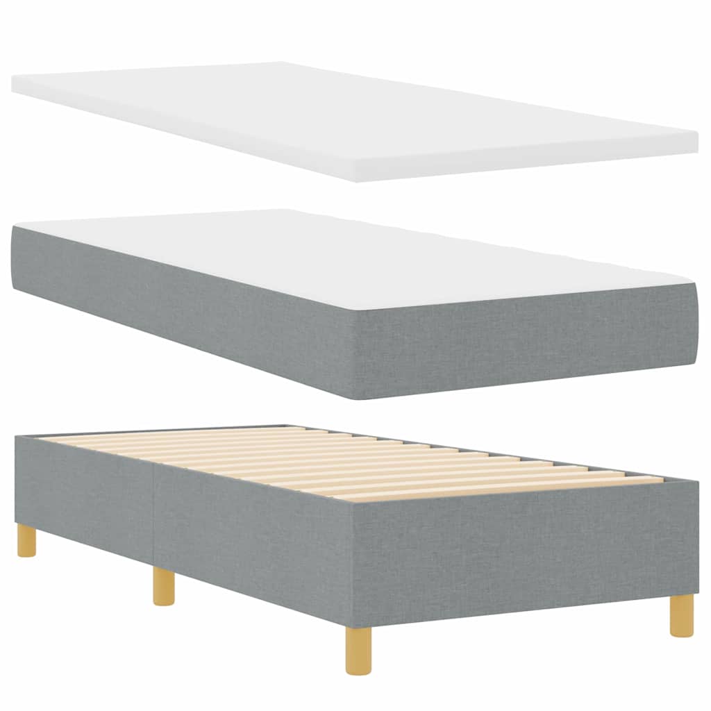 vidaXL Łóżko sprężynowe Z zagłówkiem Jasnoszary 100 x 200 cm tkanina
