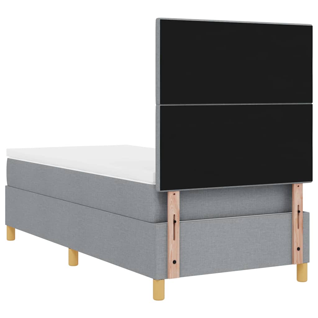 vidaXL Łóżko sprężynowe Z zagłówkiem Jasnoszary 100 x 200 cm tkanina