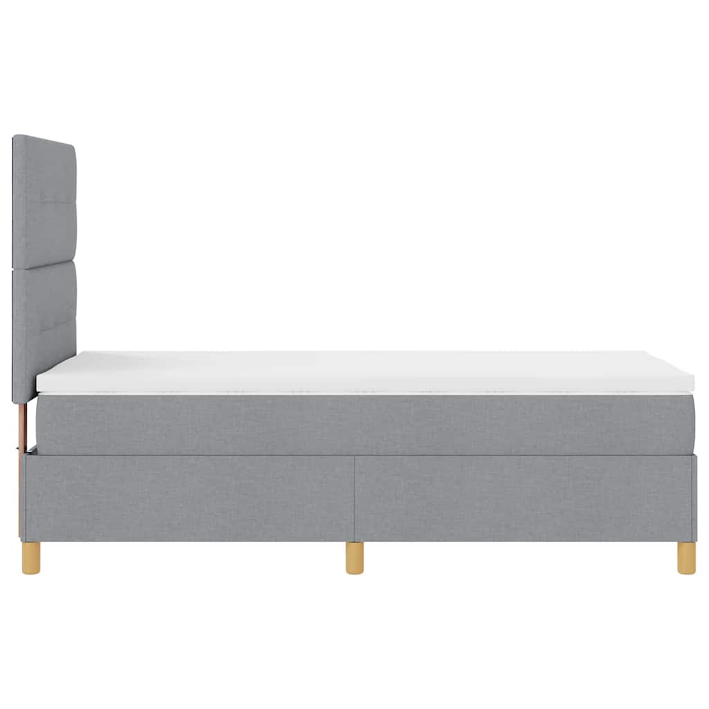 vidaXL Łóżko sprężynowe Z zagłówkiem Jasnoszary 100 x 200 cm tkanina