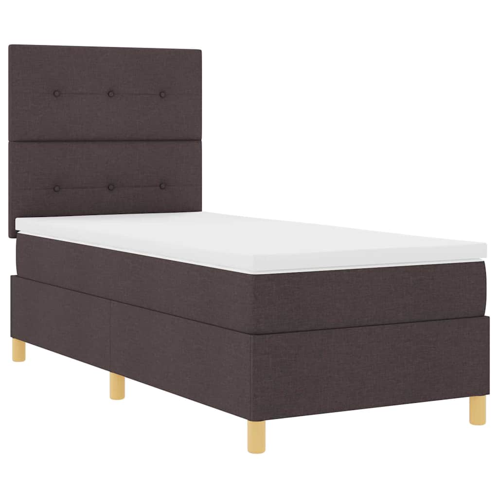 vidaXL Łóżko sprężynowe Z zagłówkiem Ciemny brąz 100 x 200 cm tkanina