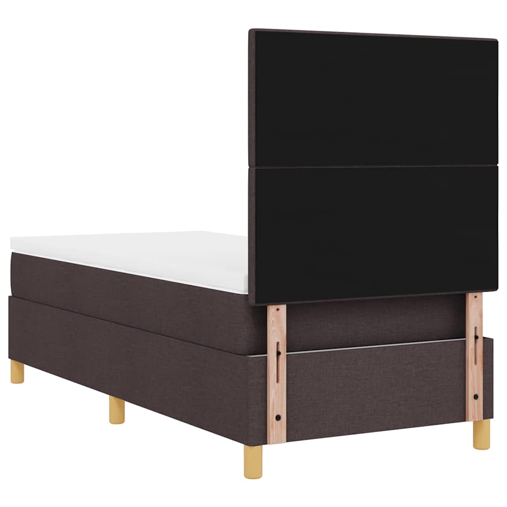 vidaXL Łóżko sprężynowe Z zagłówkiem Ciemny brąz 100 x 200 cm tkanina