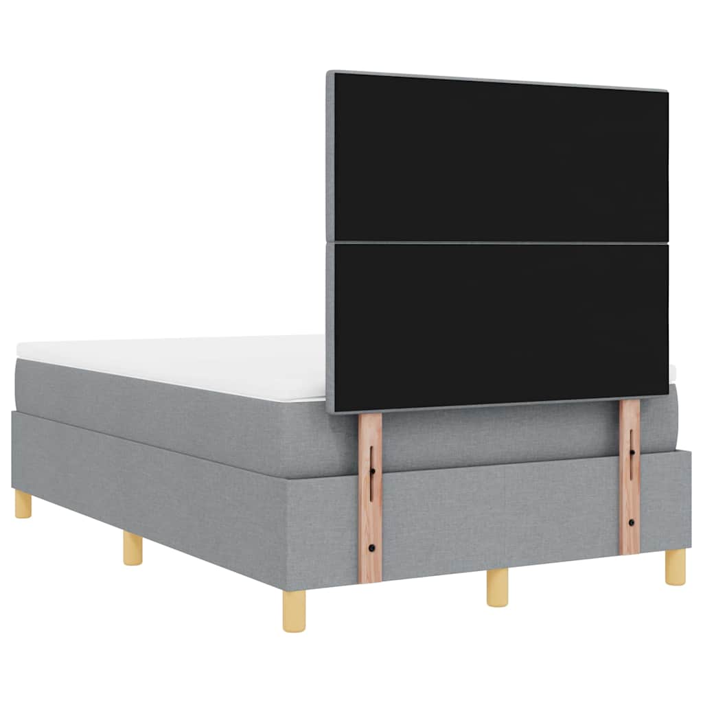 vidaXL Łóżko sprężynowe Z zagłówkiem Jasnoszary 120 x 190 cm tkanina