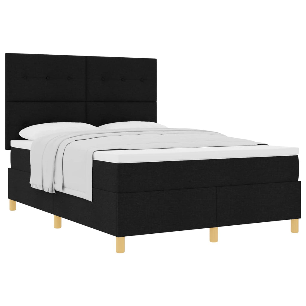 vidaXL Łóżko sprężynowe z materacem Czarny 140 x 190 cm tkanina