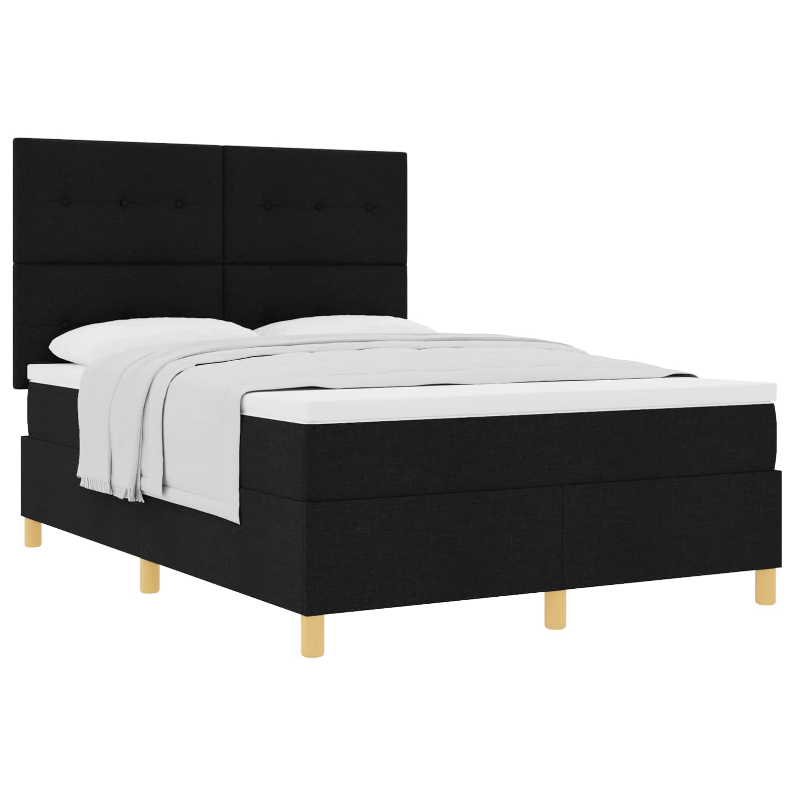 vidaXL Łóżko sprężynowe z materacem Czarny 140 x 190 cm tkanina