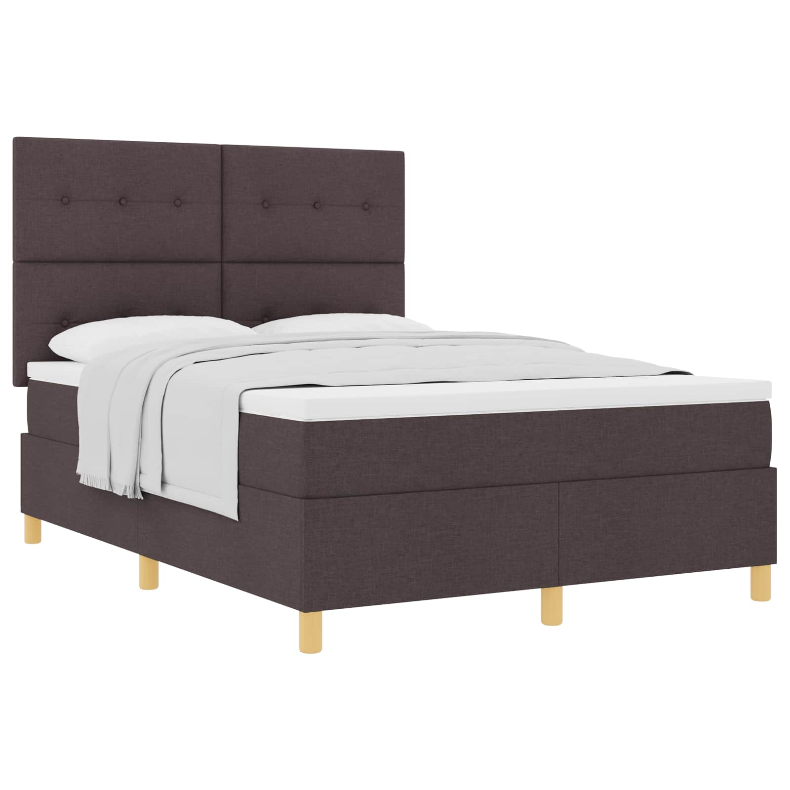 vidaXL Łóżko sprężynowe z materacem Ciemny brąz 140 x 190 cm tkanina