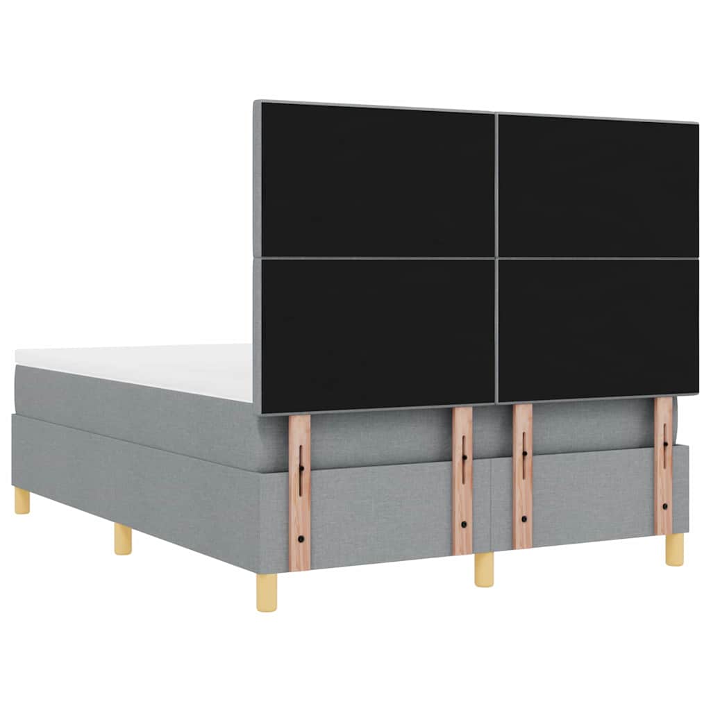 vidaXL Łóżko sprężynowe Z zagłówkiem Jasnoszary 160 x 200 cm tkanina