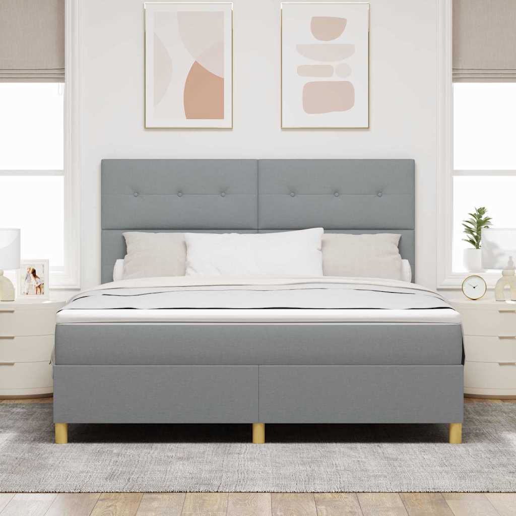vidaXL Łóżko sprężynowe z materacem Jasnoszary 180 x 200 cm tkanina