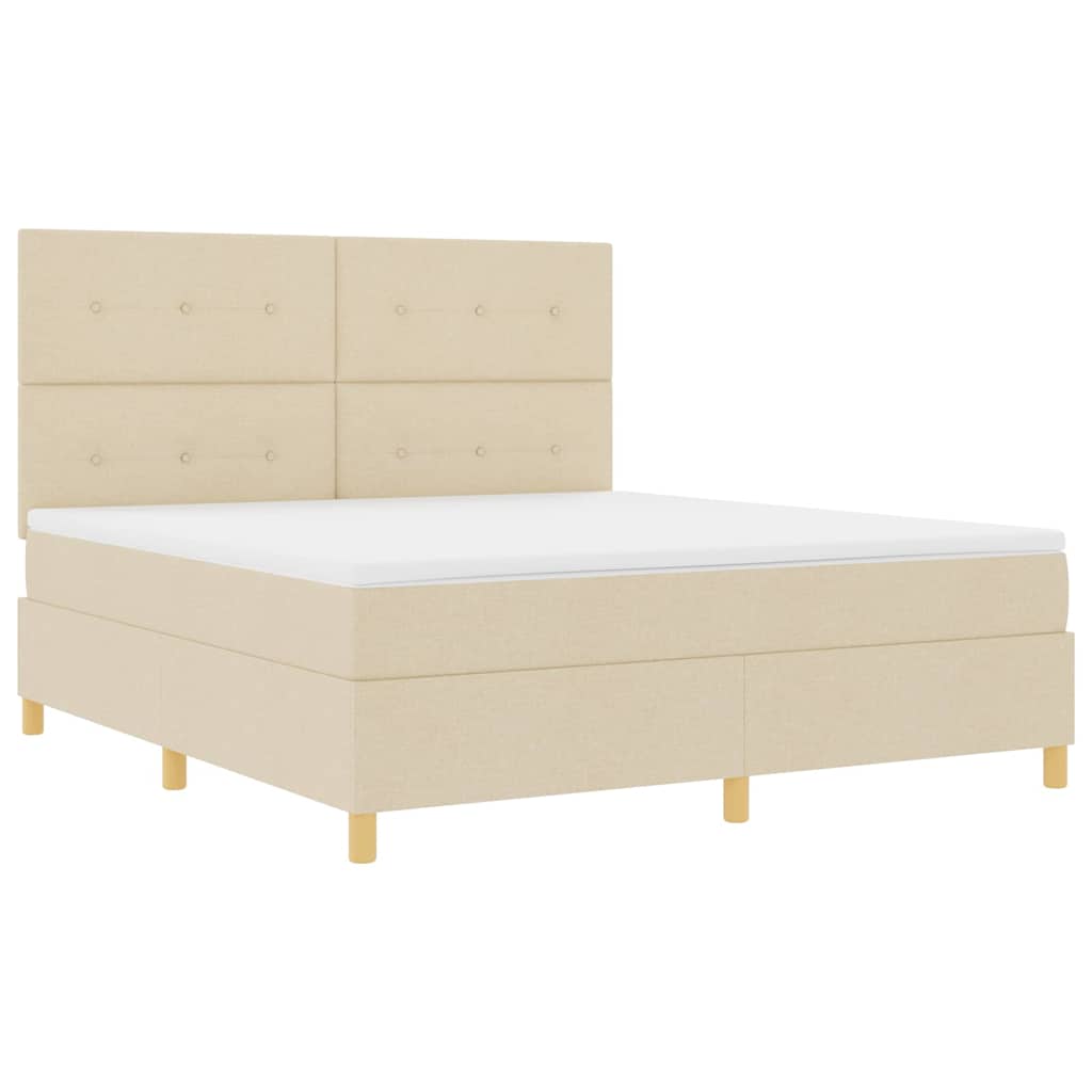 vidaXL Łóżko sprężynowe z materacem Kremowy 180 x 200 cm tkanina