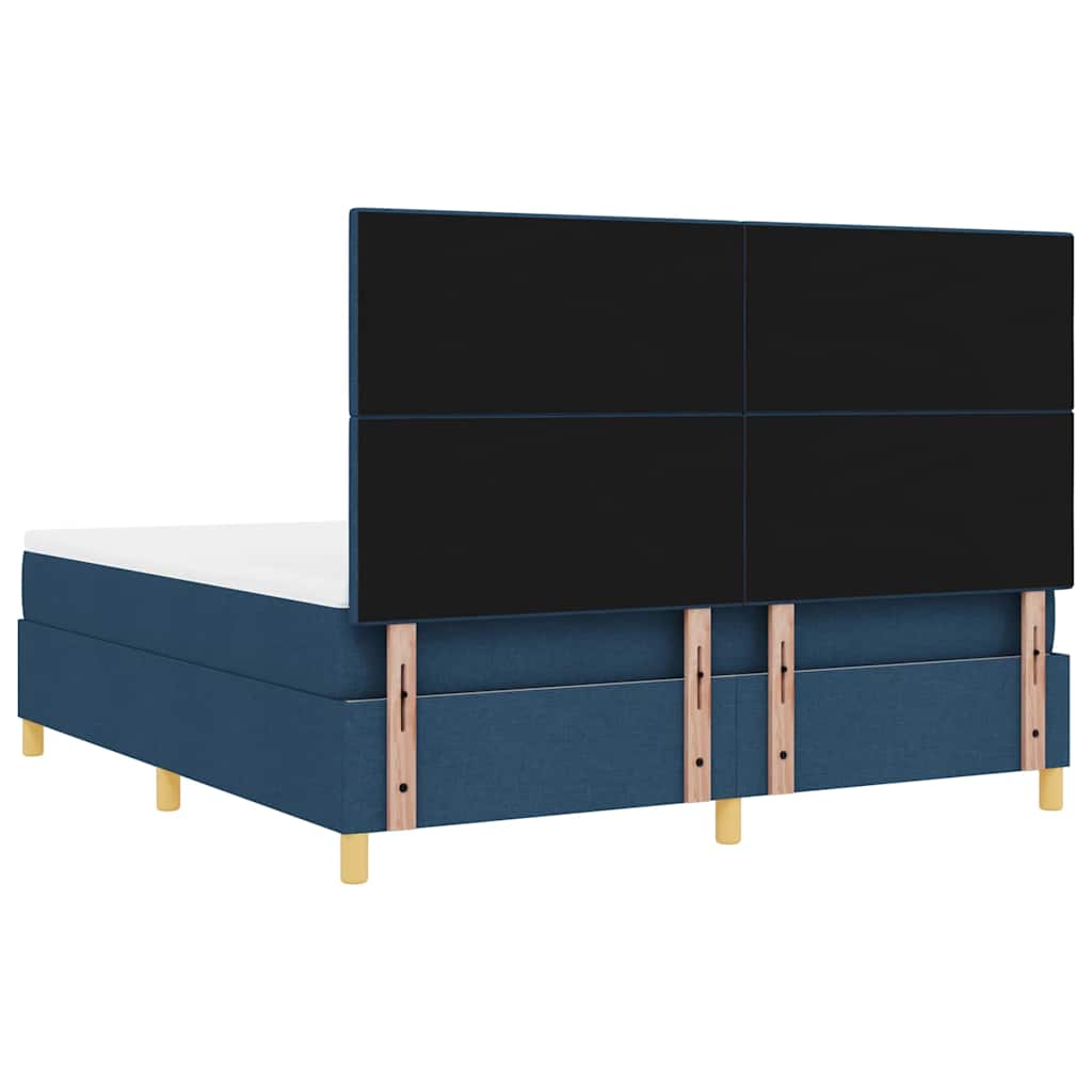 vidaXL Łóżko sprężynowe Z zagłówkiem Niebieski 180 x 200 cm tkanina