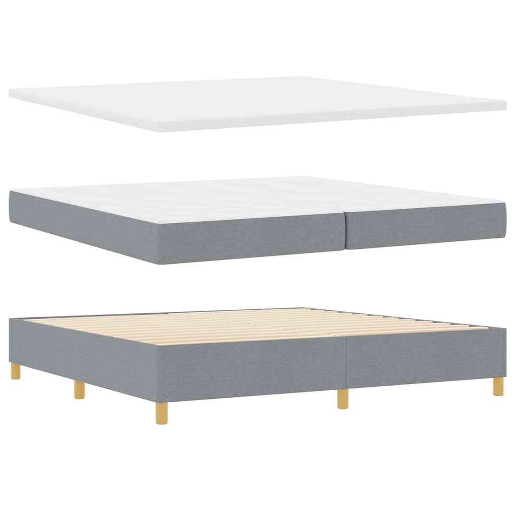 vidaXL Łóżko sprężynowe Z zagłówkiem Jasnoszary 200 x 200 cm tkanina