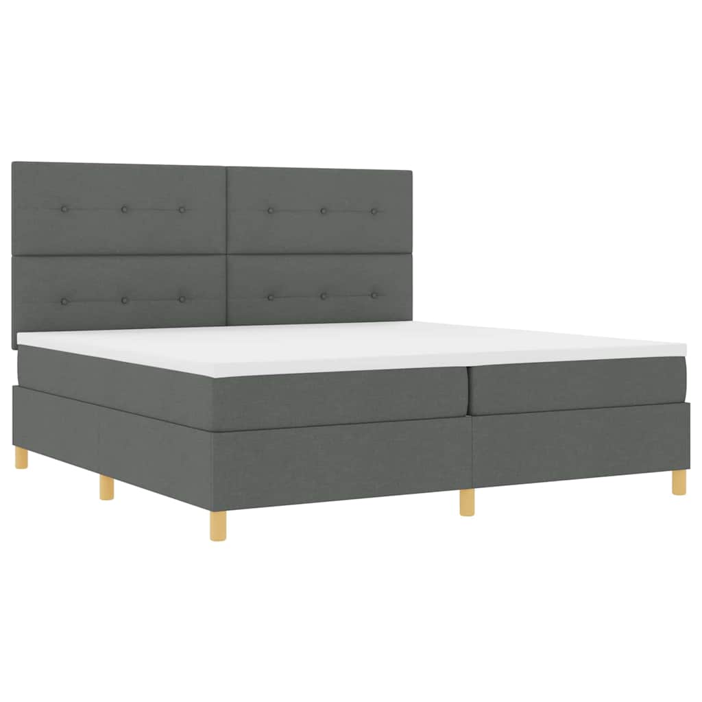 vidaXL Łóżko sprężynowe Z zagłówkiem Ciemnoszary 200 x 200 cm tkanina