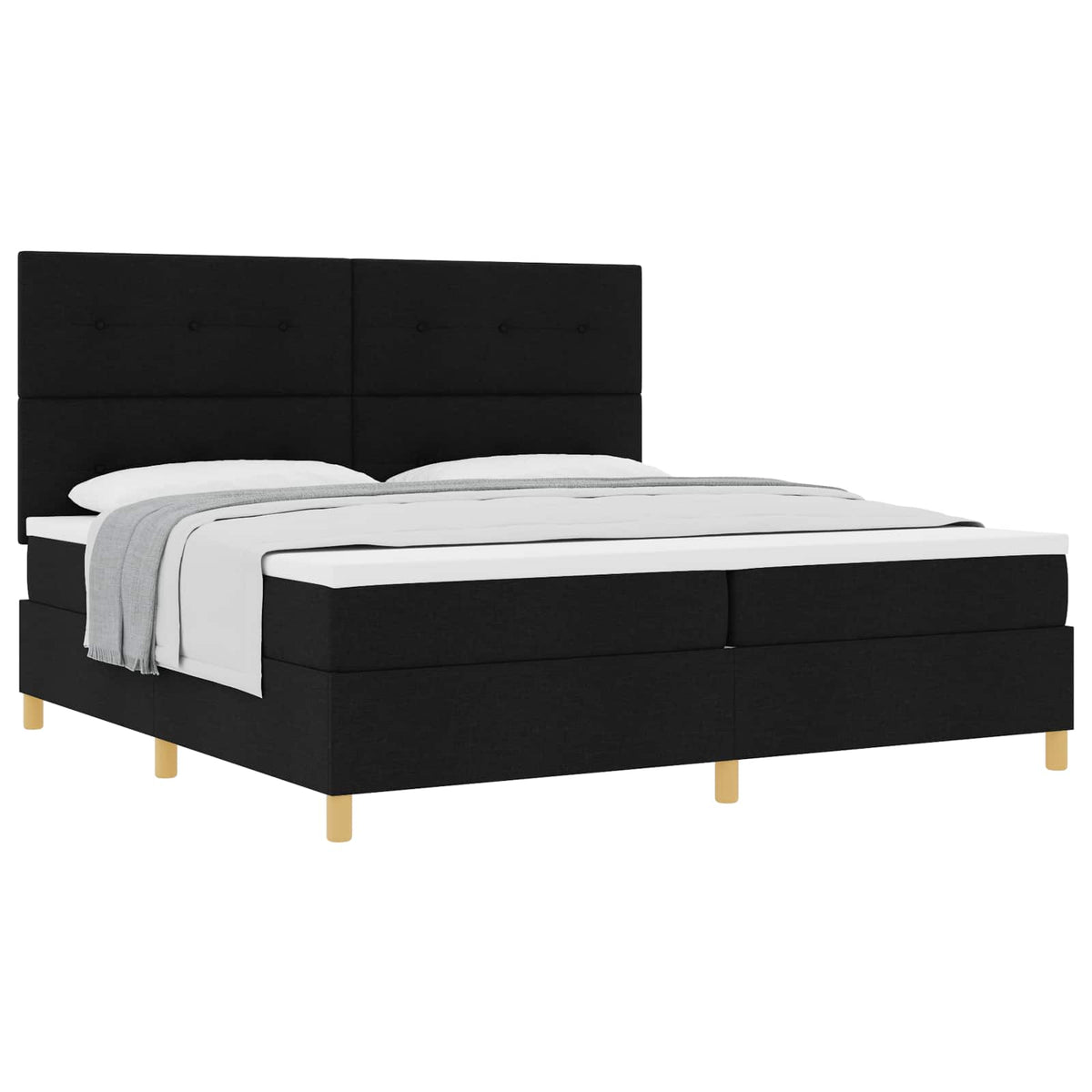 vidaXL Łóżko sprężynowe z materacem Czarny 200 x 200 cm tkanina