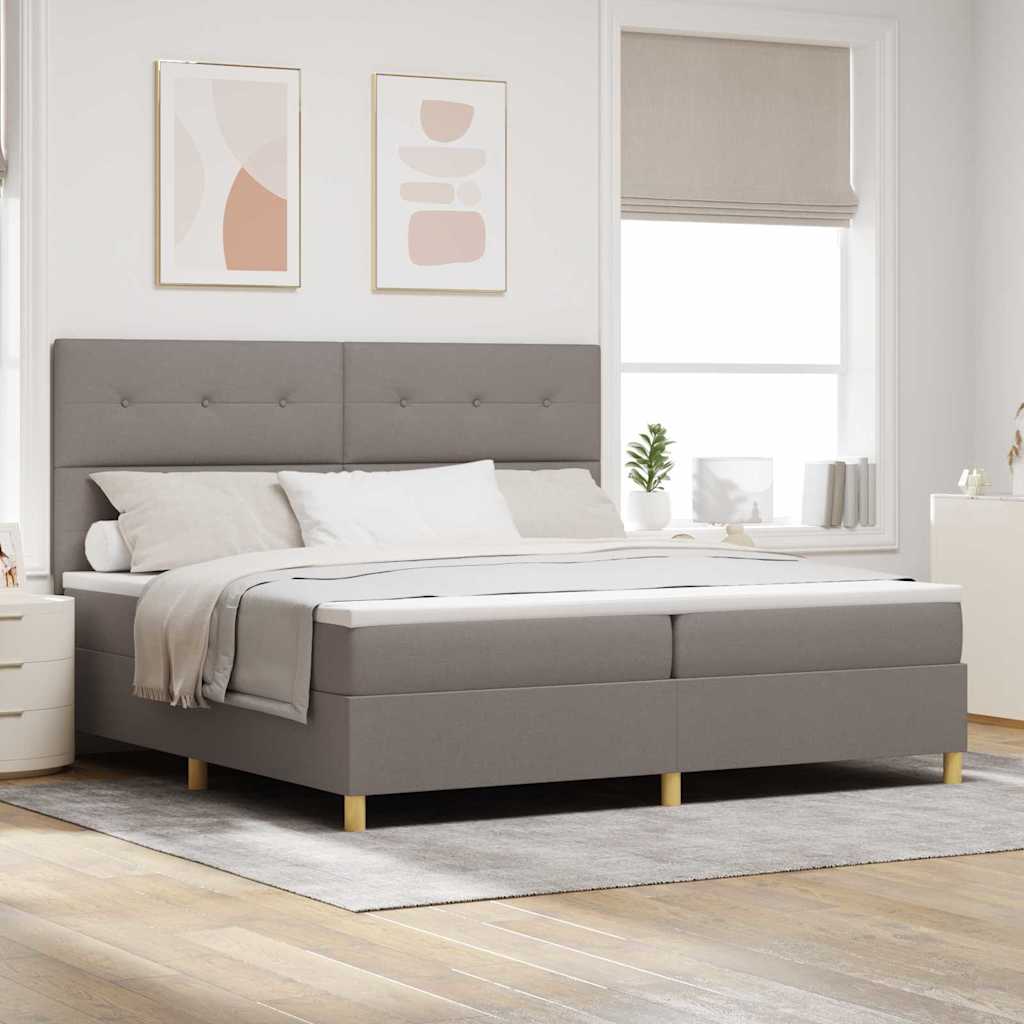 vidaXL Łóżko sprężynowe Z zagłówkiem Ciemnoszary 200 x 200 cm tkanina