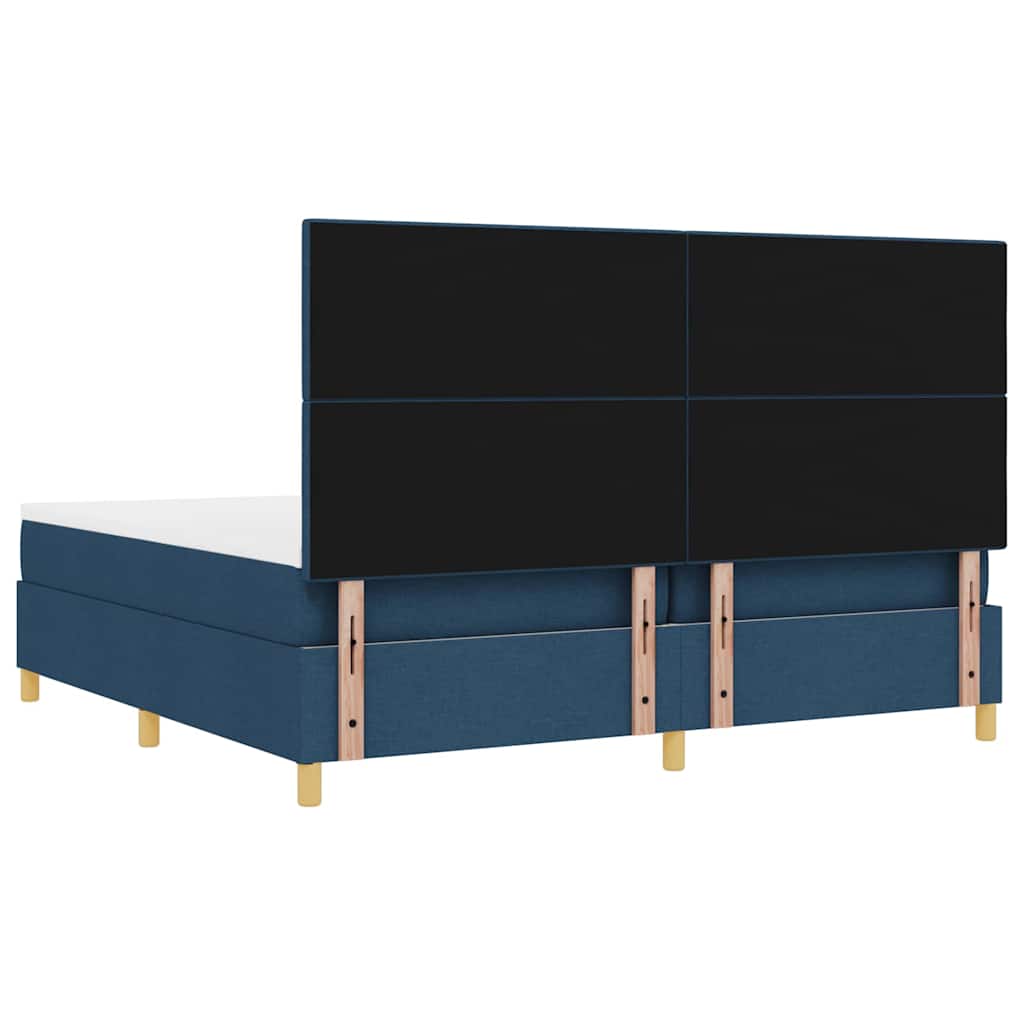 vidaXL Łóżko sprężynowe z materacem Niebieski 200 x 200 cm tkanina