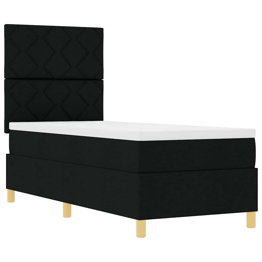 vidaXL Łóżko sprężynowe Z zagłówkiem Czarny 80 x 200 cm tkanina