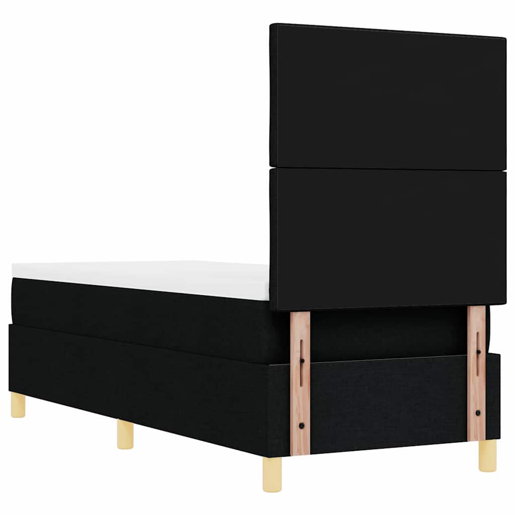 vidaXL Łóżko sprężynowe Z zagłówkiem Czarny 80 x 200 cm tkanina