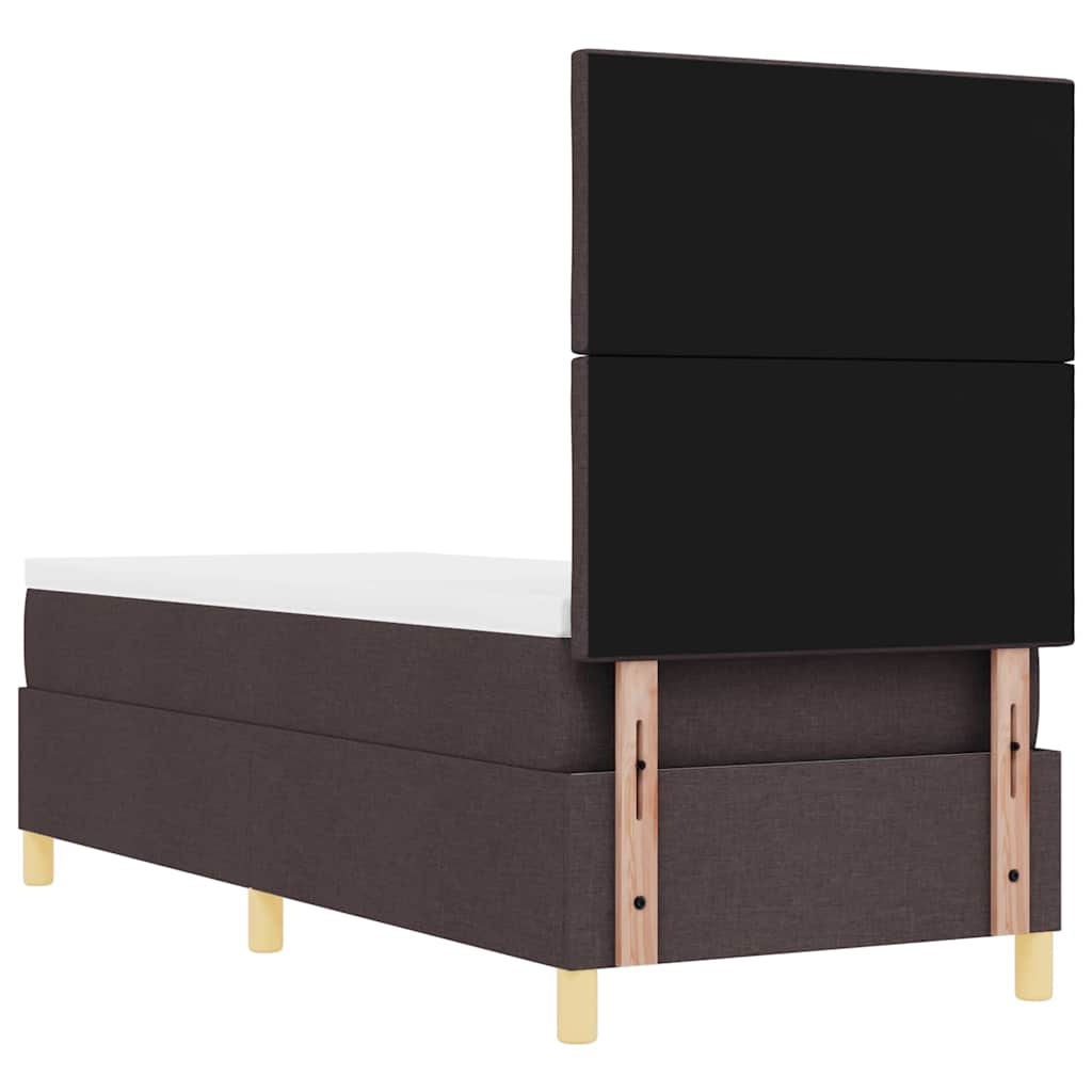vidaXL Łóżko sprężynowe Z zagłówkiem Ciemny brąz 80 x 200 cm tkanina