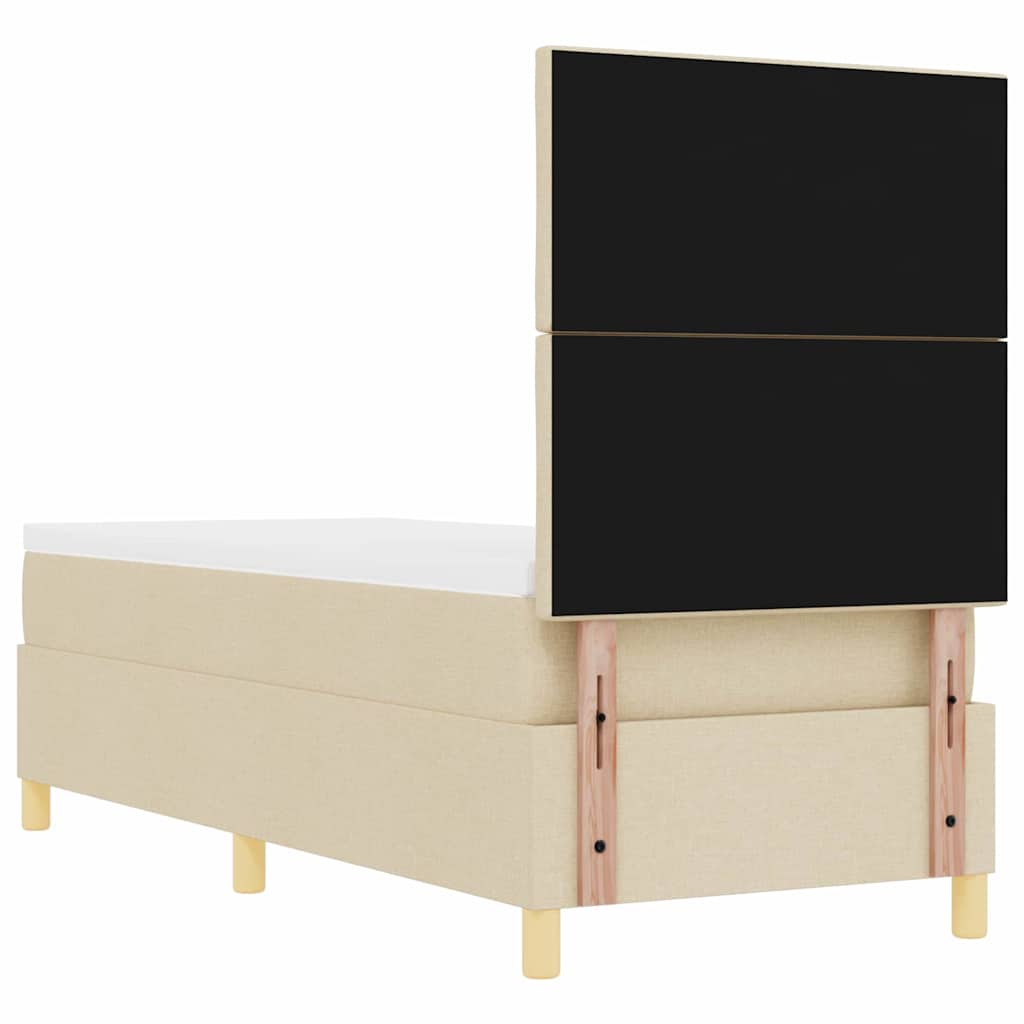 vidaXL Łóżko sprężynowe Z zagłówkiem Kremowy 80 x 200 cm tkanina