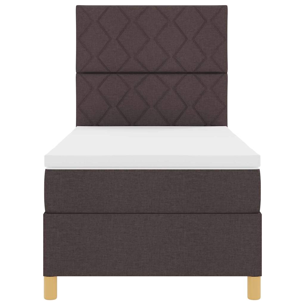 vidaXL Łóżko sprężynowe Z zagłówkiem Ciemny brąz 90 x 190 cm tkanina
