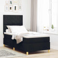 vidaXL Łóżko sprężynowe Z zagłówkiem Czarny 90 x 200 cm tkanina