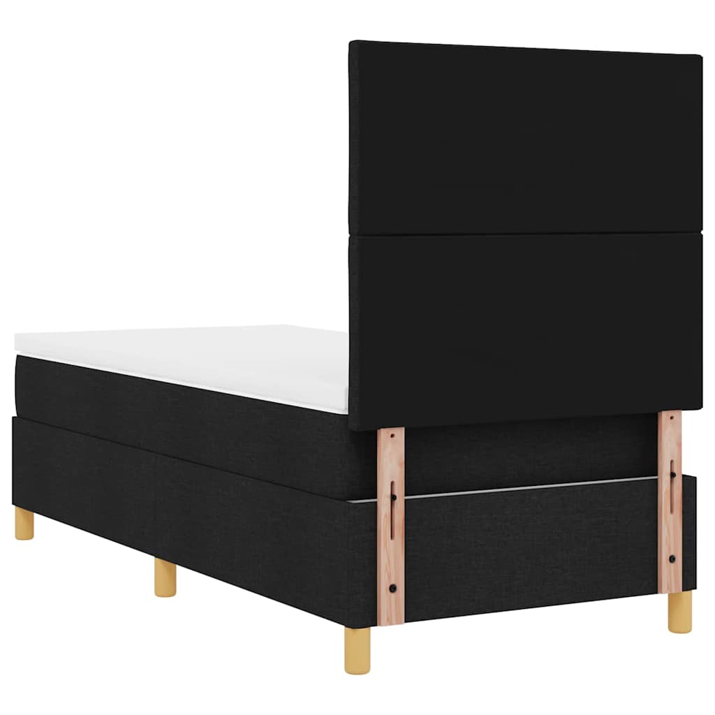 vidaXL Łóżko sprężynowe Z zagłówkiem Czarny 90 x 200 cm tkanina