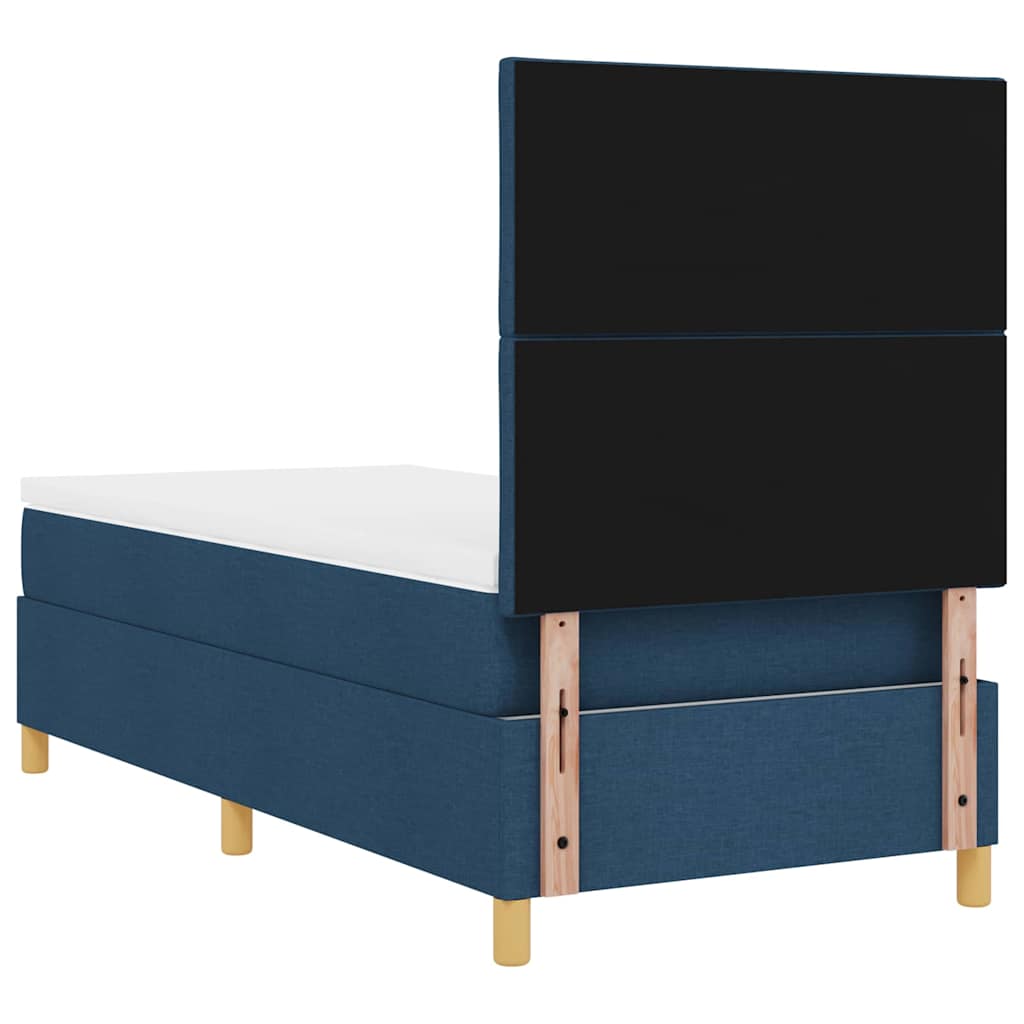 vidaXL Łóżko sprężynowe z materacem Niebieski 90 x 200 cm tkanina