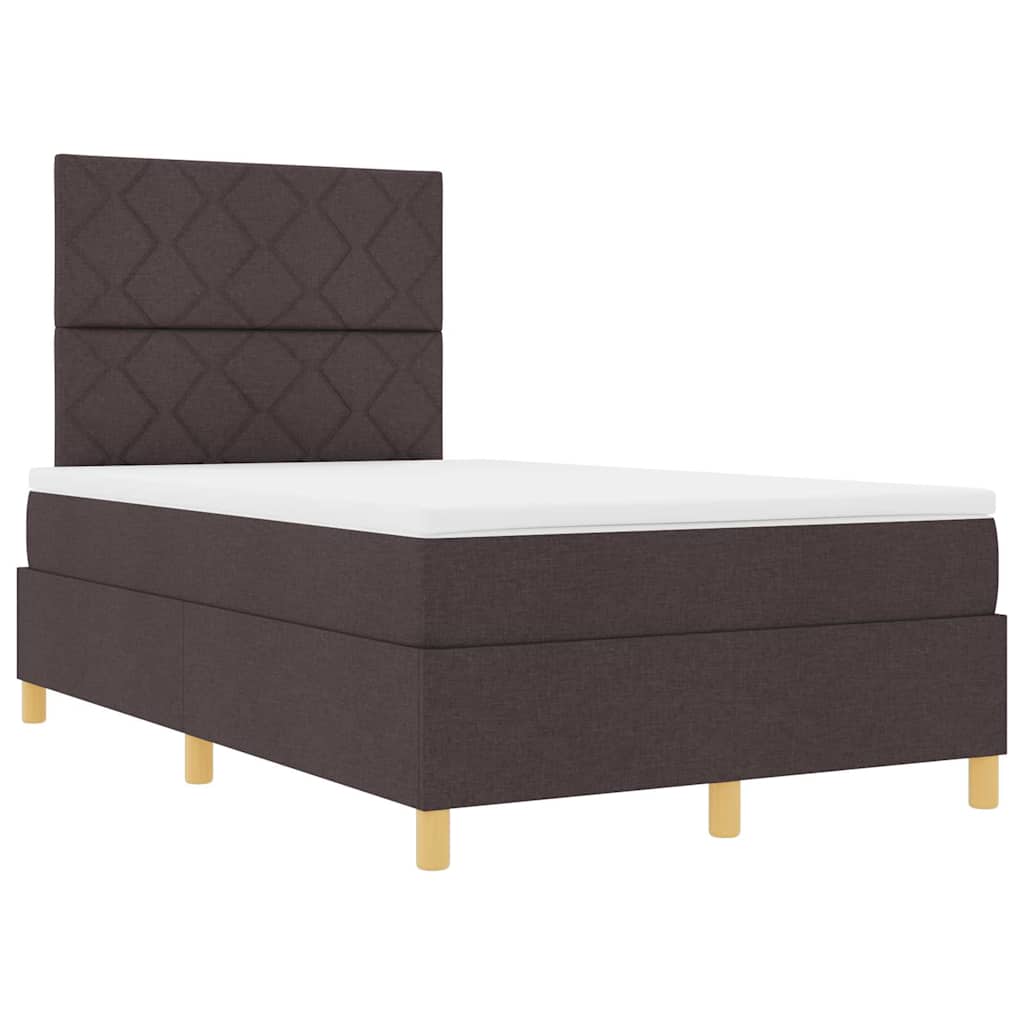 vidaXL Łóżko sprężynowe z materacem Ciemny brąz 120 x 190 cm tkanina