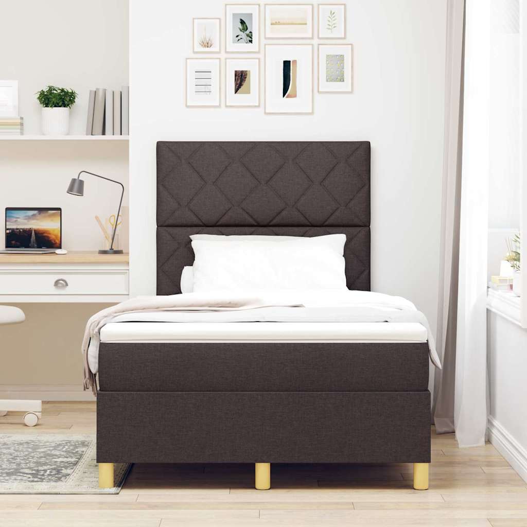 vidaXL Łóżko sprężynowe z materacem Ciemny brąz 120 x 200 cm tkanina