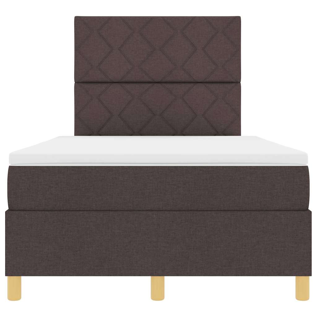 vidaXL Łóżko sprężynowe z materacem Ciemny brąz 120 x 200 cm tkanina