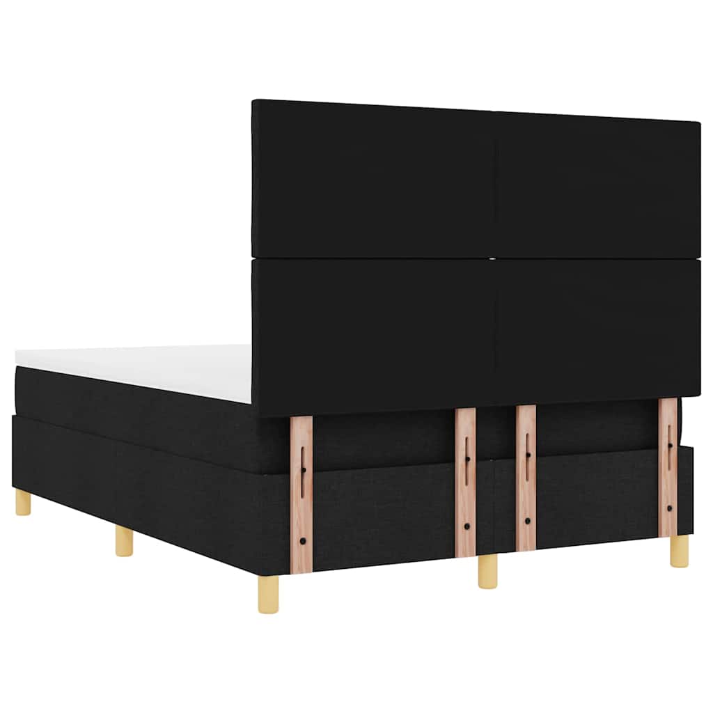vidaXL Łóżko sprężynowe Z zagłówkiem Czarny 140 x 190 cm tkanina