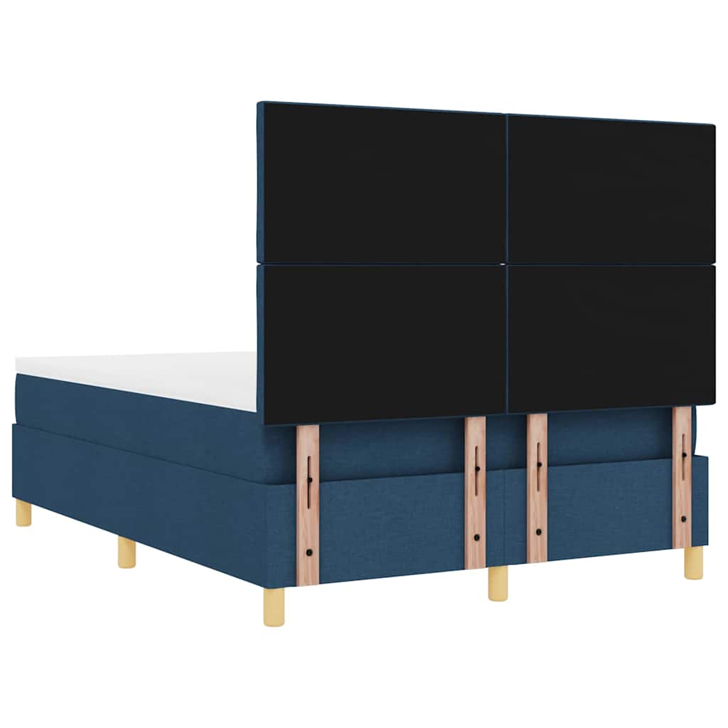 vidaXL Łóżko sprężynowe z materacem Niebieski 160 x 200 cm tkanina