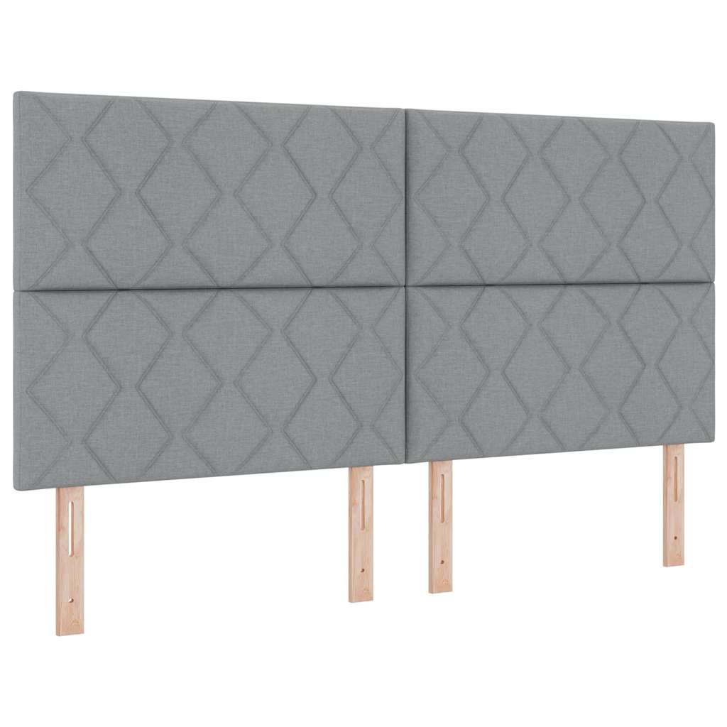 vidaXL Łóżko sprężynowe Z zagłówkiem Jasnoszary 180 x 200 cm tkanina