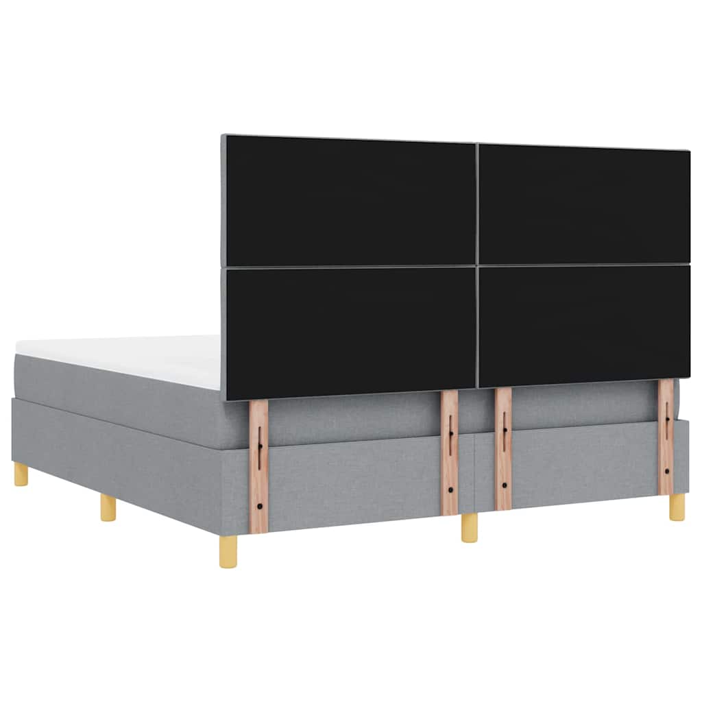 vidaXL Łóżko sprężynowe Z zagłówkiem Jasnoszary 180 x 200 cm tkanina