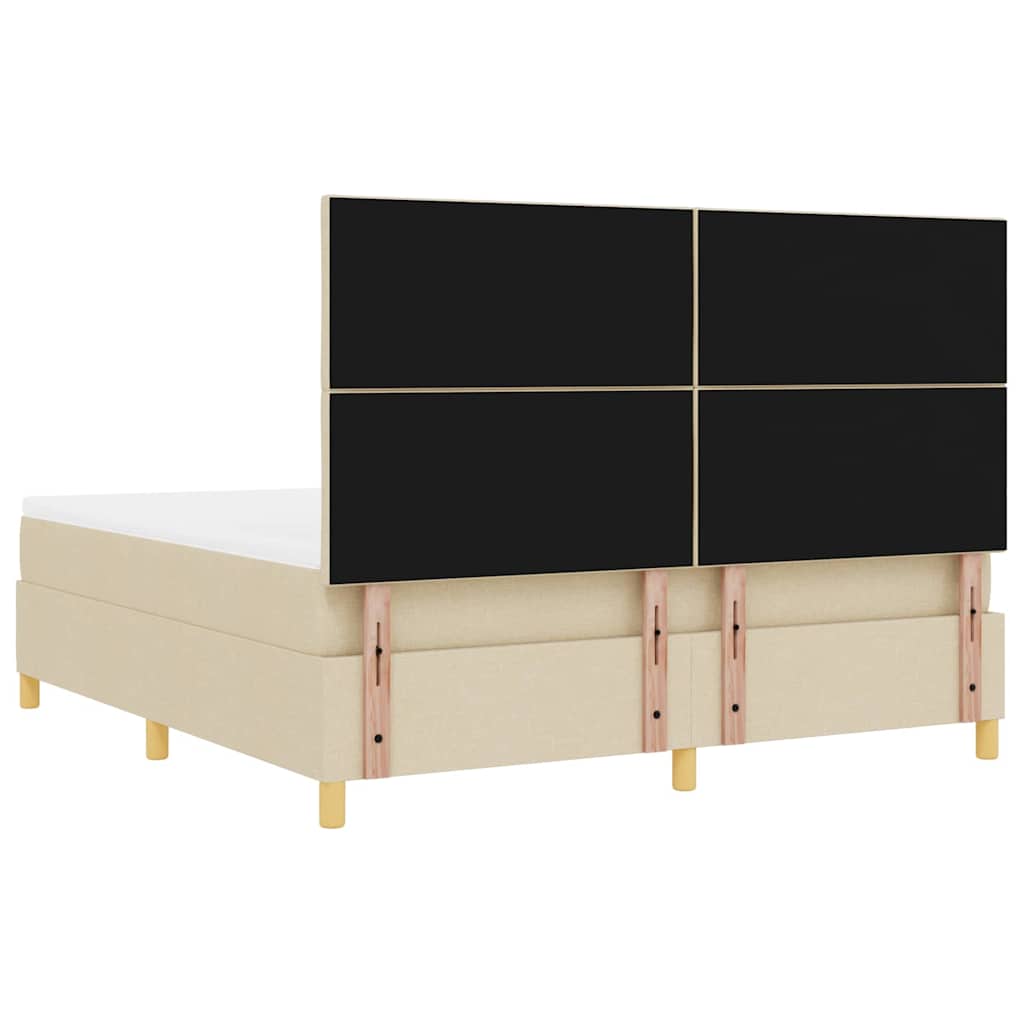 vidaXL Łóżko sprężynowe Z zagłówkiem Kremowy 180 x 200 cm tkanina