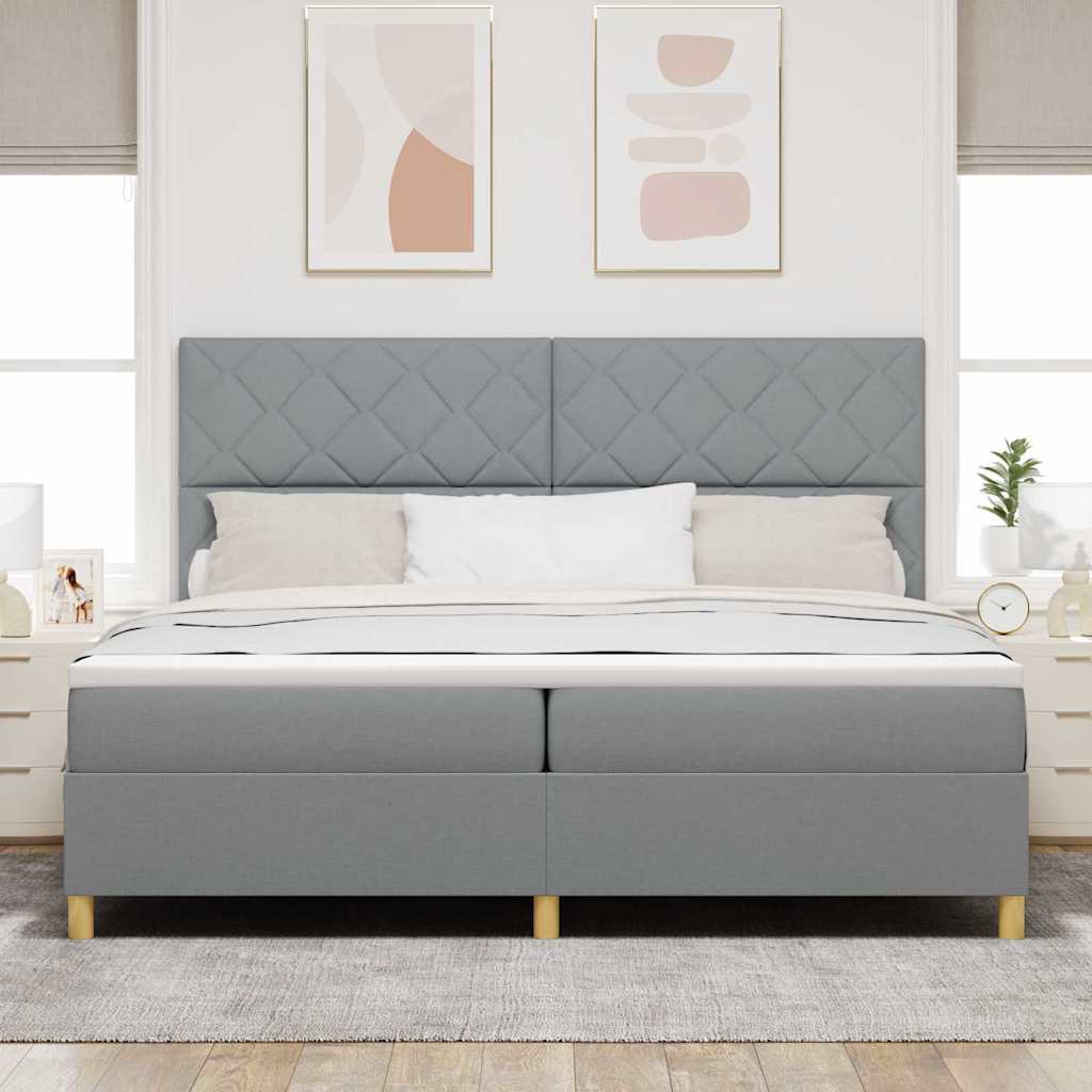 vidaXL Łóżko sprężynowe z materacem Jasnoszary 200 x 200 cm tkanina