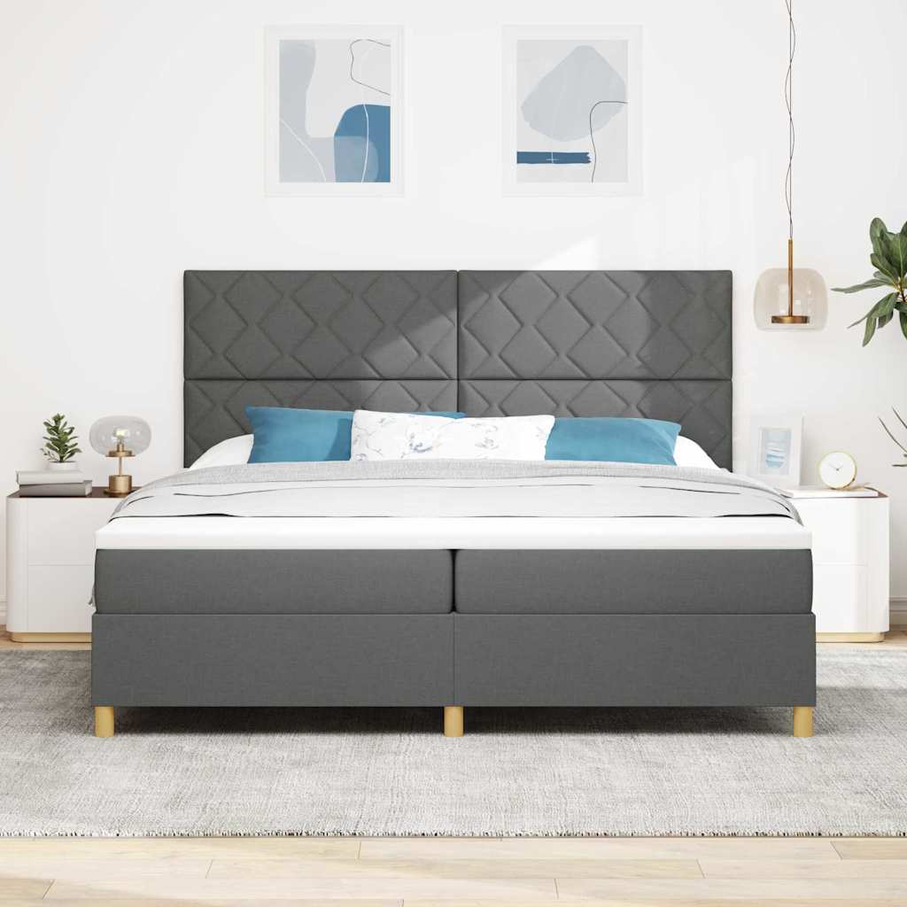 vidaXL Łóżko sprężynowe z materacem Ciemnoszary 200 x 200 cm tkanina